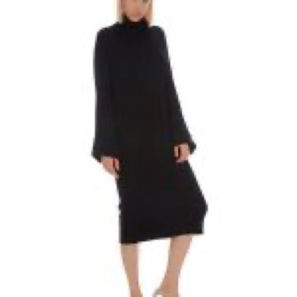 Maison De Papillon Yoko Cuffed Cashmere Sweater Dress Black Size L - Picture 2 of 8